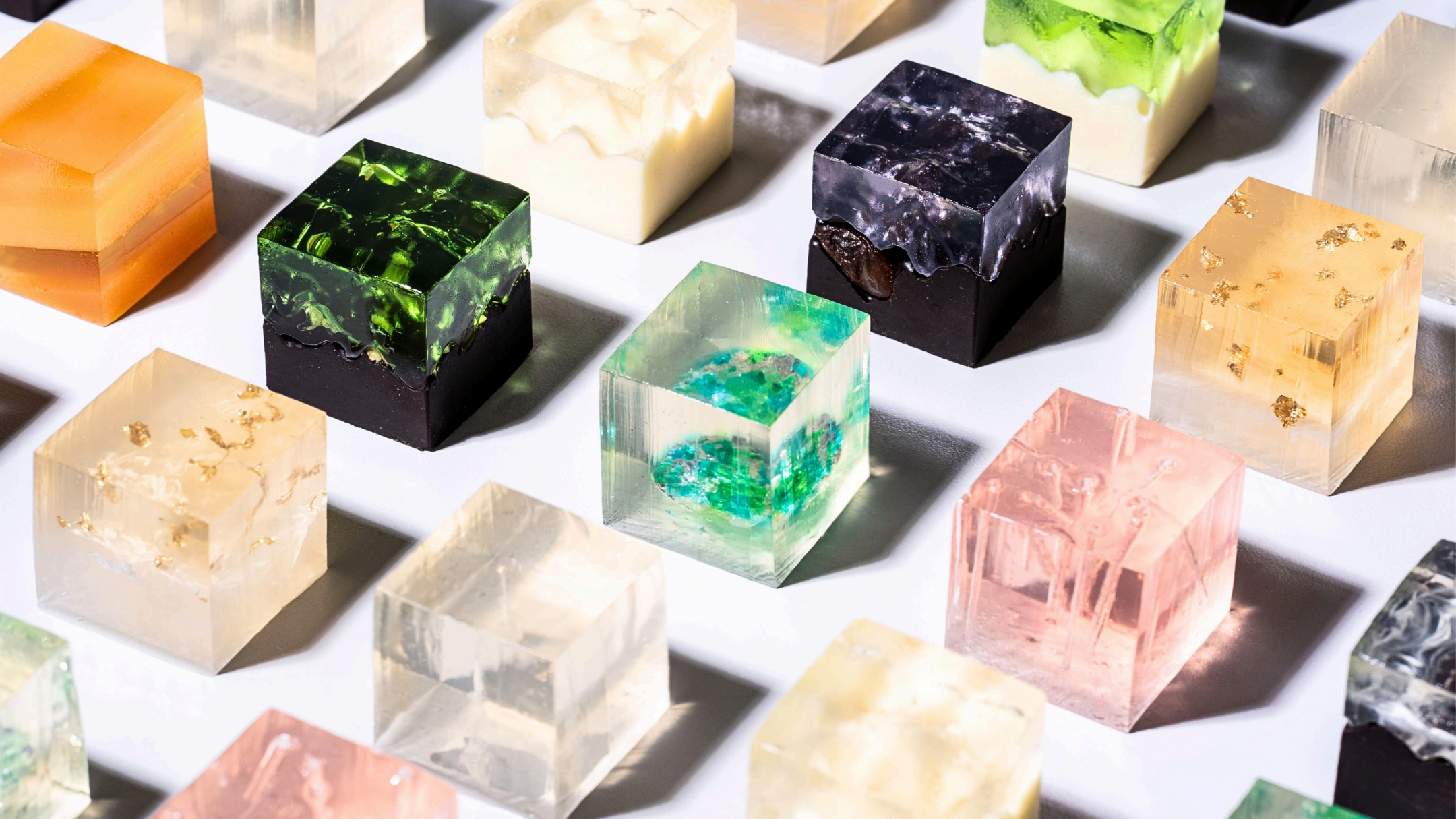 The full Sample Mountain lineup of landscape jelly cubes