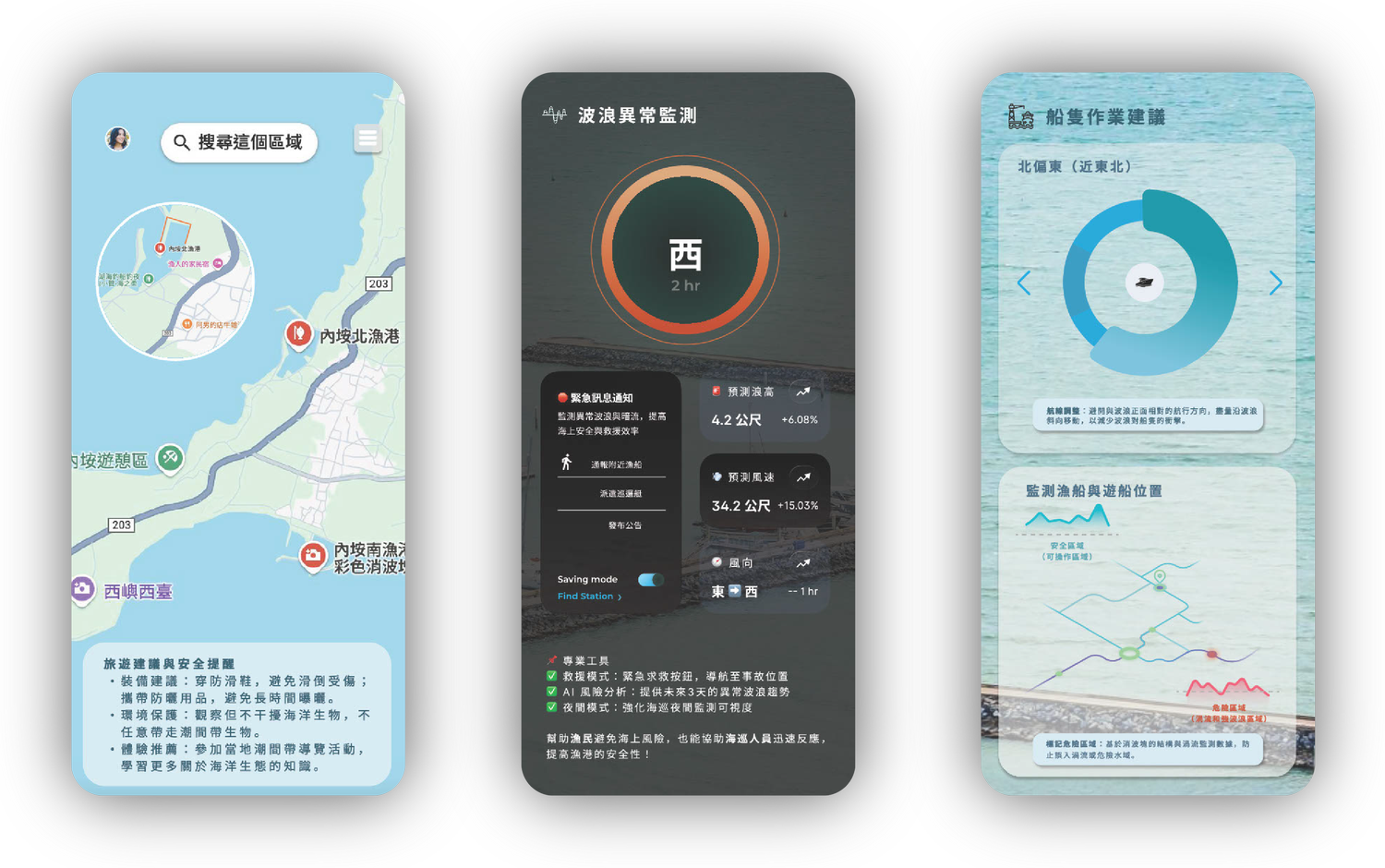 Coastal Guard app screens